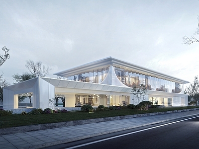 现代极简售楼处建筑