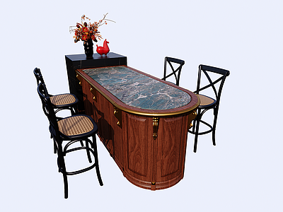 中古风吧台 法式中古风吧台 240cm吧台 奢石吧台 4至6人座 岛台