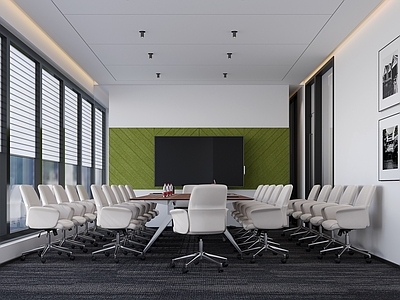 现代简约会议室 会议室 会议桌 电视