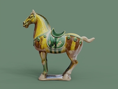 新中式雕塑摆件 马摆件 唐三彩 马雕塑 马瓷器 书房摆件