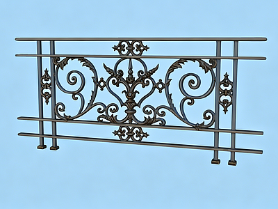 欧式复古围栏护栏 围栏 护栏 铁艺 摆件 AI渲染