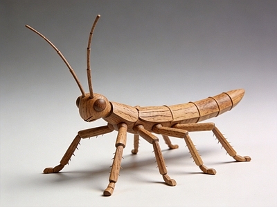 原木其他摆件 木雕 昆虫 美陈 摆件 AI渲染