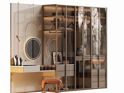 意式轻奢衣帽间 现代轻奢玻璃衣柜