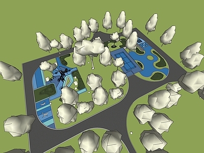 现代简约体育公园 景观 健身场地 小区健身小公园