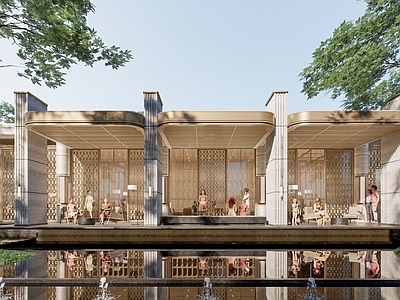 新中式售楼处建筑 现代售楼处 现代示范区建筑