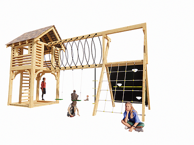 原木风小公建 原木儿童活动 儿童活动区域 原木休闲区