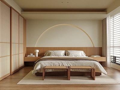 日式原木风主卧
