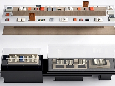 现代简约文创展台 现代展厅展台  展柜  玻璃展柜  文创展台