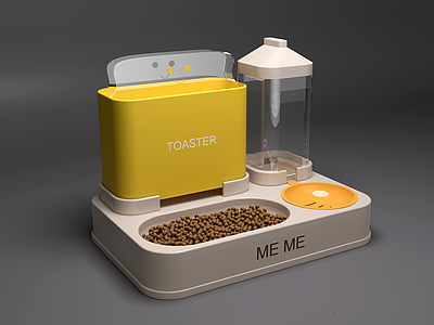 奶油风其他宠物用品 可爱宠物喂食器 猫碗自动饮水机 双碗一体猫盆狗盆 猫碗狗碗宠物用品