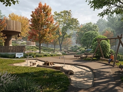 自然原木风儿童游乐空间 原生态儿童游乐