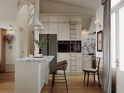 奶油风开放式厨房