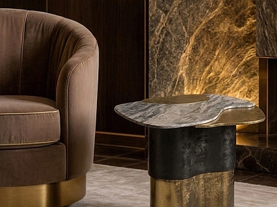 意式轻奢边几 金属边几 茶几