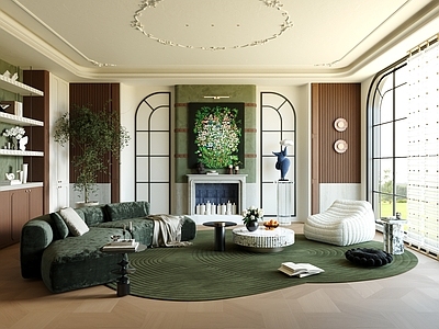 现代法式别墅客厅