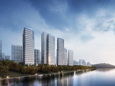 现代主义超高层住宅楼 滨湖住宅 超高层住宅 现代住宅 豪宅