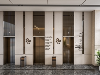 现代简约电梯厅 现代电梯厅 电梯门 电梯间