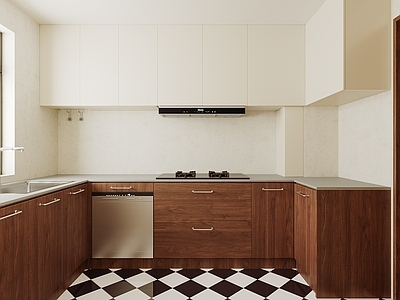 奶油风封闭式厨房