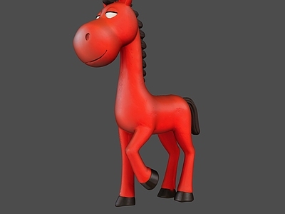 卡通3D风格家禽动物 马动物雕塑造型