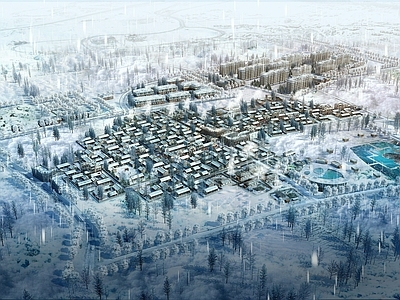 北欧风鸟瞰规划 住宅规划 古建商业街