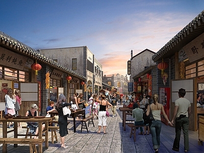 新中式复古商业街商业街 商业街 古建街区