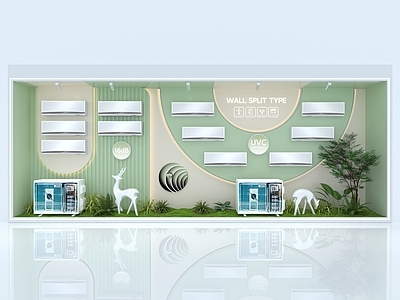 奶油风家电展厅 奶油风家电展厅 家电展厅 家电橱窗 家用空调 家电展柜