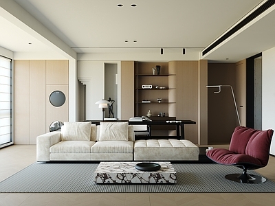 现代简约客厅书房