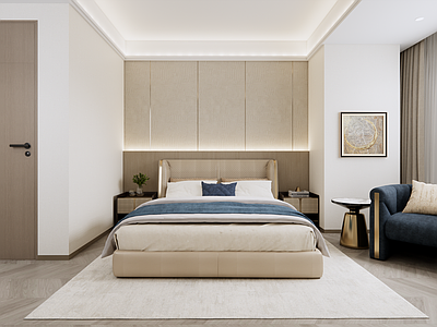奶油风主卧 现代轻奢卧室