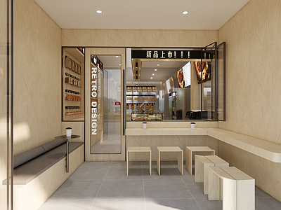 原木风甜品面包店