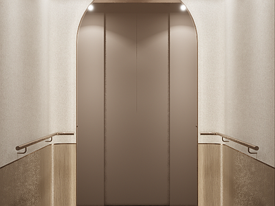 奶油风电梯厅 现代简约电梯轿厢