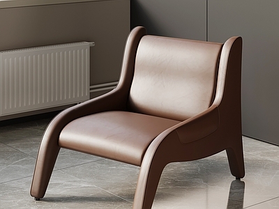现代简约单人沙发 现代意式休闲椅  皮质沙发