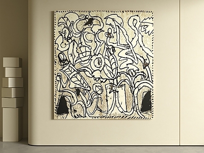 奶油风抽象挂画 现代极简抽象画 黑白线条挂画 客厅挂画 线条装饰画 油画
