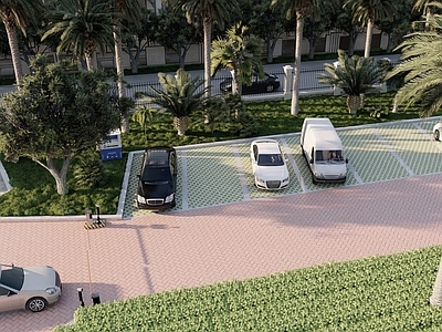 现代主义景观停车空间