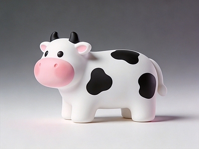 极简玩具 奶牛 雕塑 美陈 AI渲染 摆件
