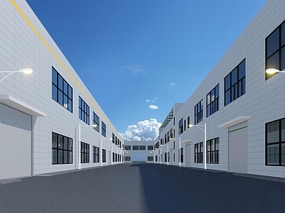 现代简约标准厂房 厂房 建筑立面 厂房立面