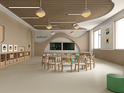 原木奶油风幼儿园 幼儿园 教师 儿童活动中心