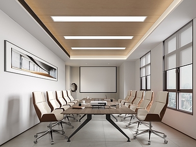 现代简约会议室 原木会议室 简约会议室 小会议室 封闭会议室