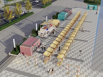 现代简约商业街 美食街 夜市市集 网红市集