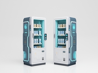 未来感科技风冰箱柜 冰箱柜 展示柜 中岛柜 装饰柜 储物柜