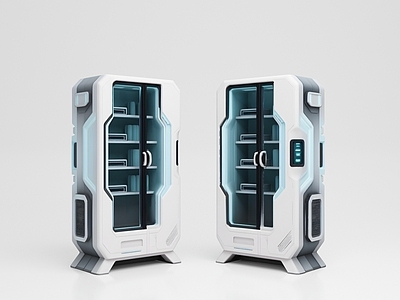 未来科技风书柜 书柜 装饰柜 展示柜 中岛柜 储物柜