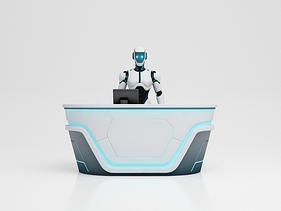 未来科技风前台 前台 吧台 接待台 机器人