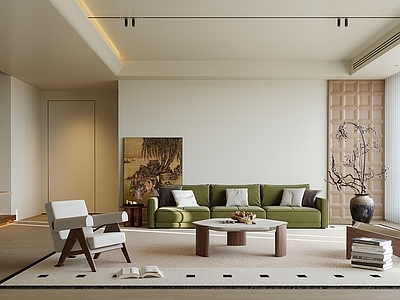 中古风客餐厅 沙发组合 茶几组合