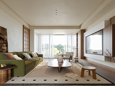 中古风客厅 沙发组合 茶几组合