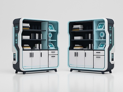 未来科技风书柜 书柜 中岛柜 展示柜 储物柜 装饰柜