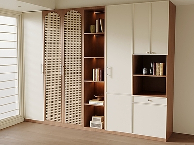 奶油风储物柜 现代中古风衣柜