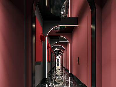 现代轻奢酒店走廊