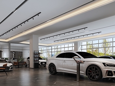 现代简约汽车展厅 奥迪4S店 汽车展厅 汽车 汽车销售展厅 奥迪汽车