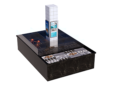现代简约食品展台 鱼池 海鲜池