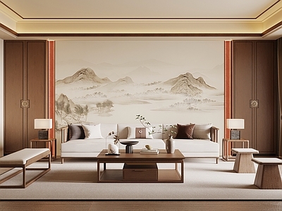 新中式横厅 新中式客厅