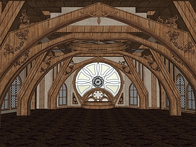 哥特复兴风格宴会厅 木结构小屋 欧式木屋