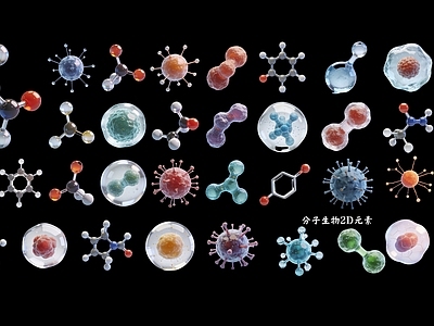 微观拟物风医疗器材 分子生物2D元素