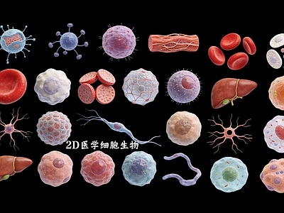 医学插画风医疗器材 生物2D医学细胞